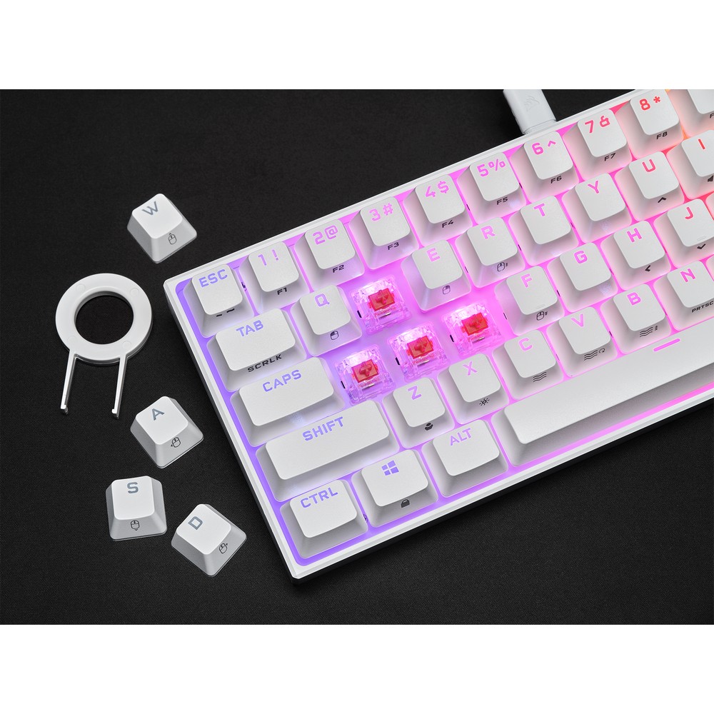 Corsair K65 RGB MINI 60% WHITE USB RGB Mechanical Gaming Keyboard MX Red (CH-9194110-UK)