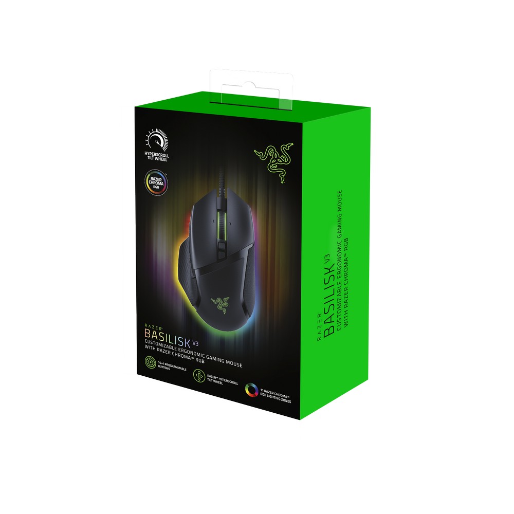 Razer Basilisk V3 - Ergonomic USB Optical RGB Gaming Mouse (RZ01