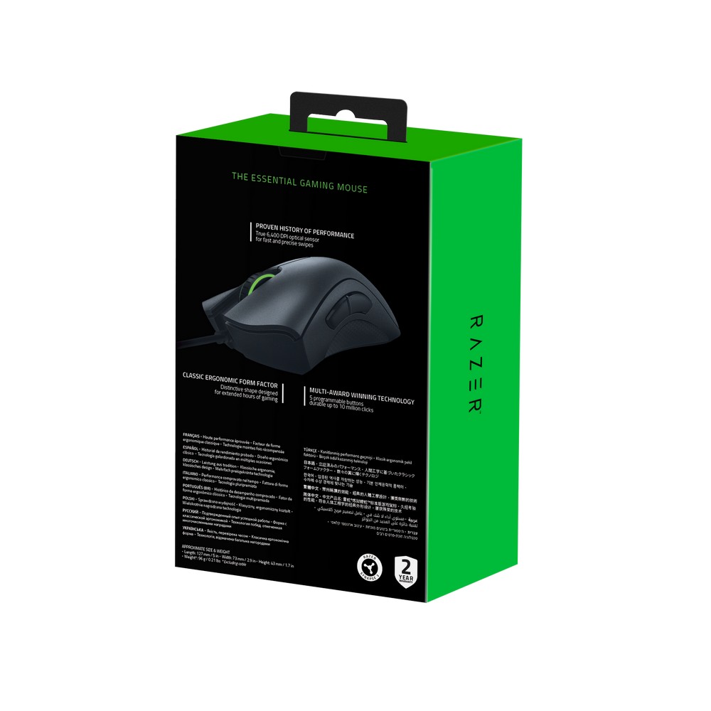 Razer - Razer Deathadder Essential Ergonomic USB Optical Wired Gaming Mouse - Black (RZ01-03850100-R3M1)