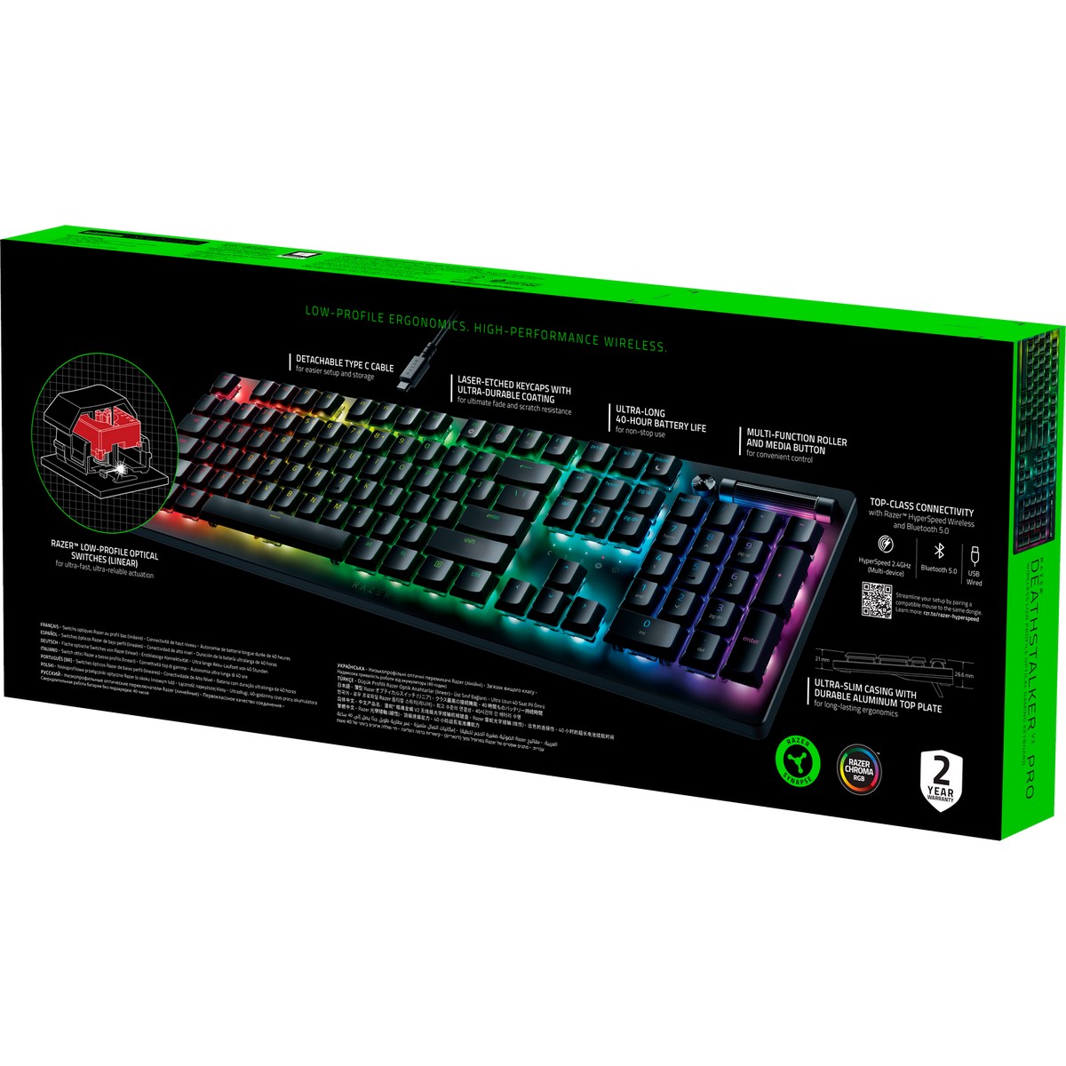 Razer - Razer DeathStalker V2 Pro Wireless RGB Mechanical Gaming Keyboard - UK Layout