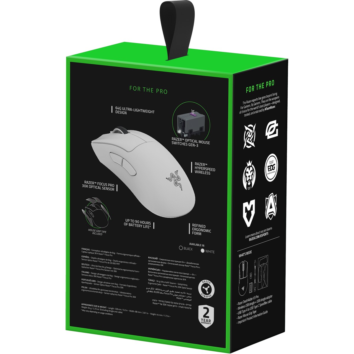 Razer - Razer DeathAdder V3 Pro USB Optical RGB Wireless Gaming Mouse - White (RZ01-04630200-R3G1)