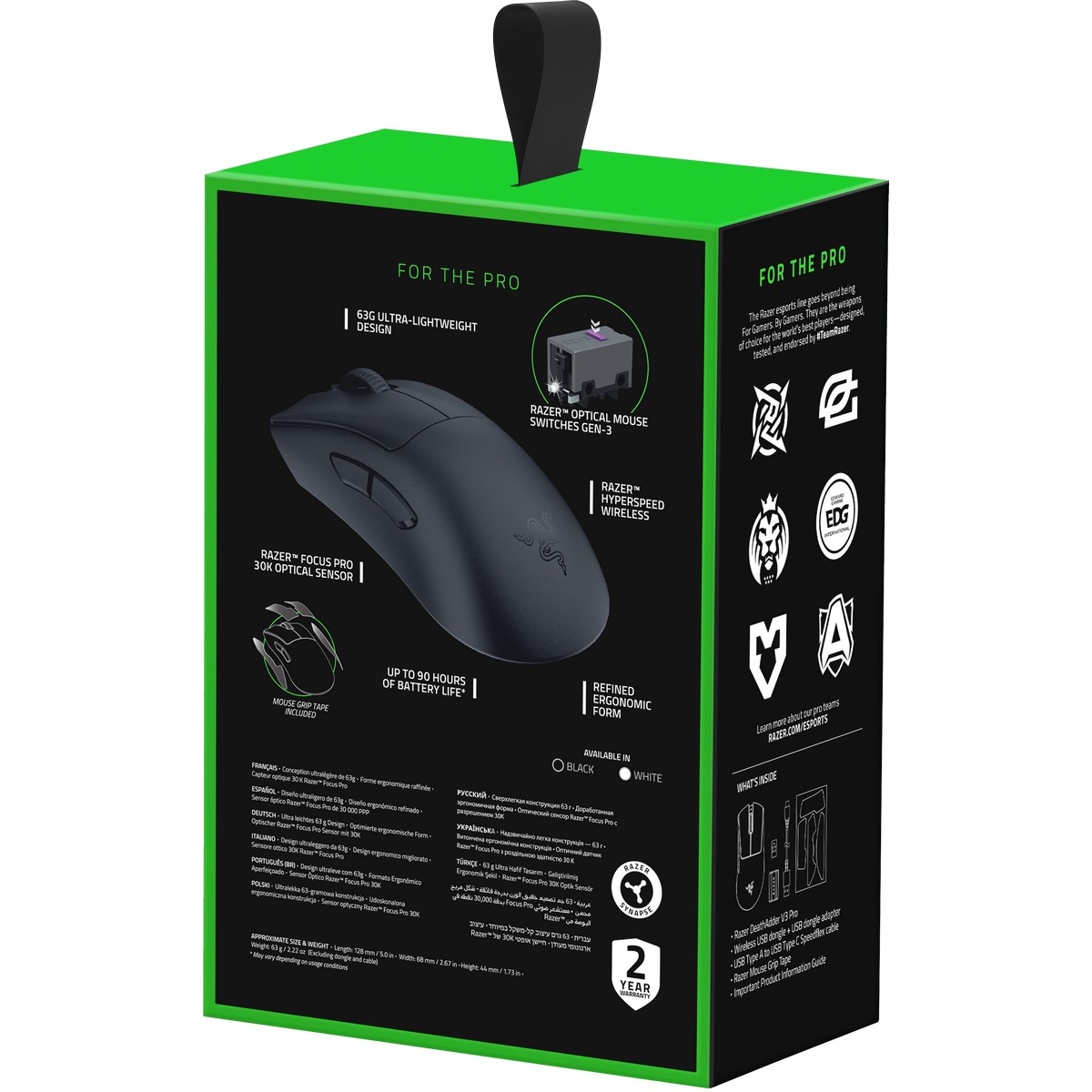 Razer DeathAdder V3 Pro USB Optical Wireless RGB Gaming Mouse - Black  (RZ01-04630100-R3G1)