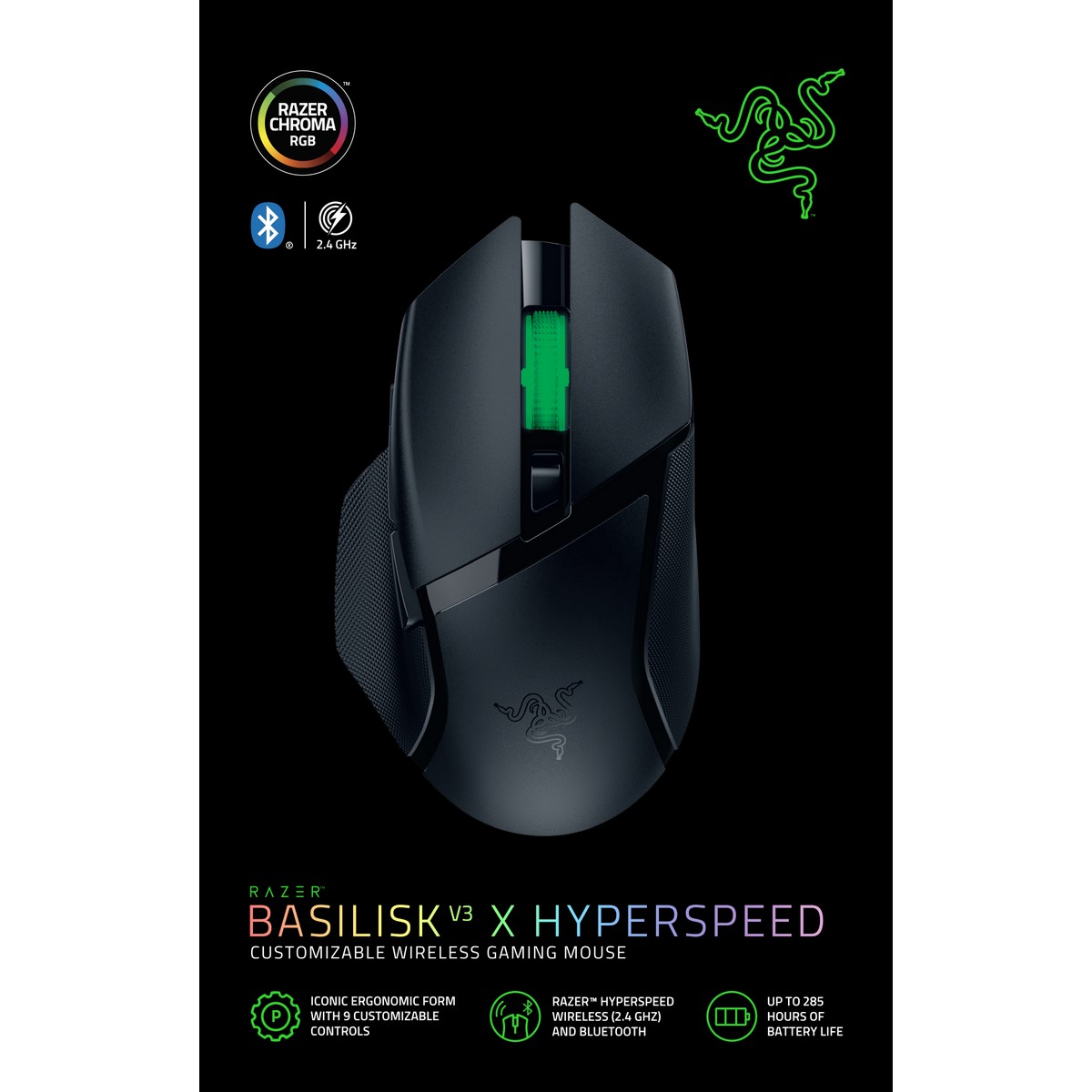 Razer - Razer Basilisk V3 X HyperSpeed - Ergonomic Wireless Gaming Mouse