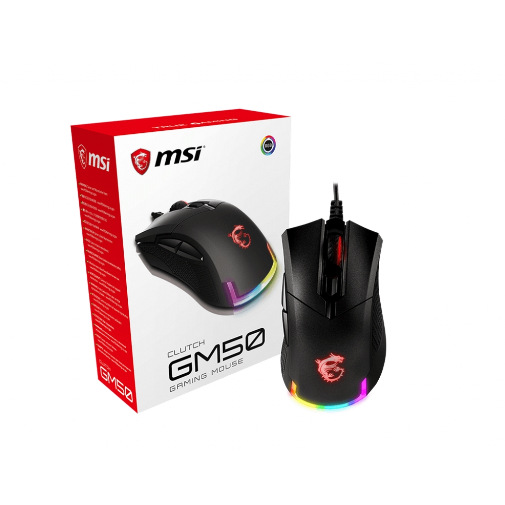 MSI - MSI Clutch GM50 USB RGB Optical Gaming Mouse (S12-0400C60-PA3)
