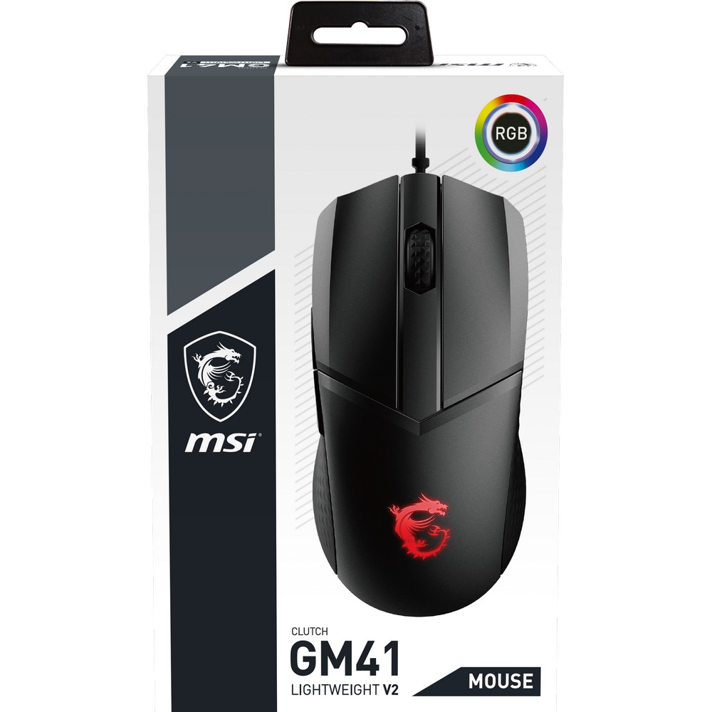 MSI - MSI CLUTCH GM41 LIGHTWEIGHT V2 RGB USB Optical Gaming Mouse (S12-0400D20-C54)