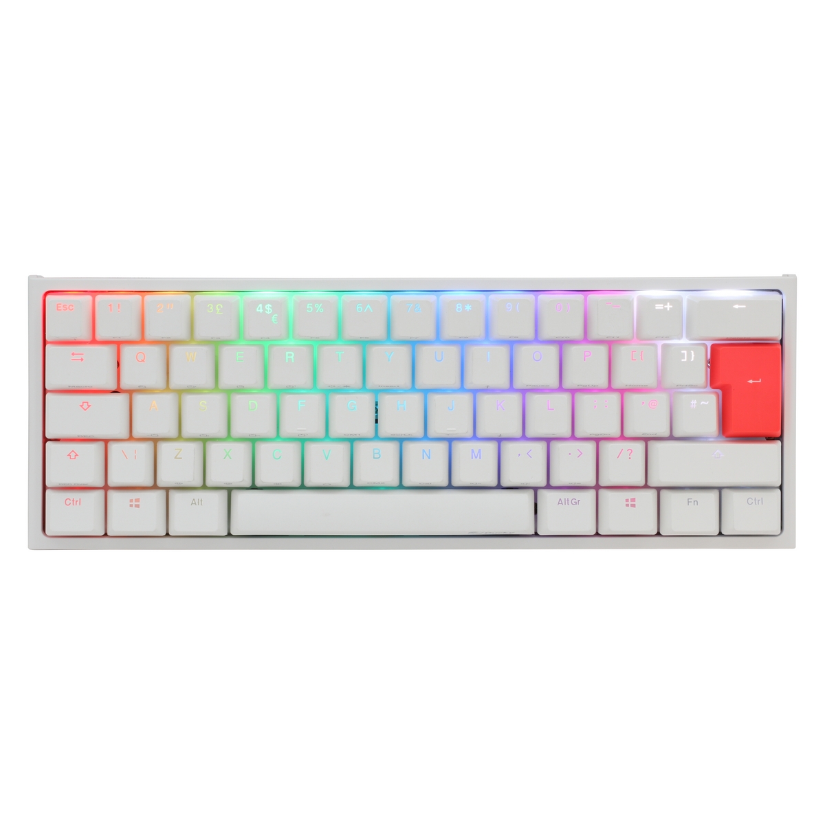 Ducky - Ducky One 2 Mini 60% White Frame RGB USB Mechanical Gaming Keyboard Brown Cherry MX Switch UK Layout