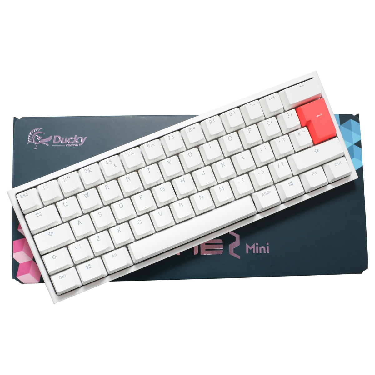 Ducky - Ducky One 2 Mini 60% White Frame RGB USB Mechanical Gaming Keyboard Red Cherry MX Switch UK Layout