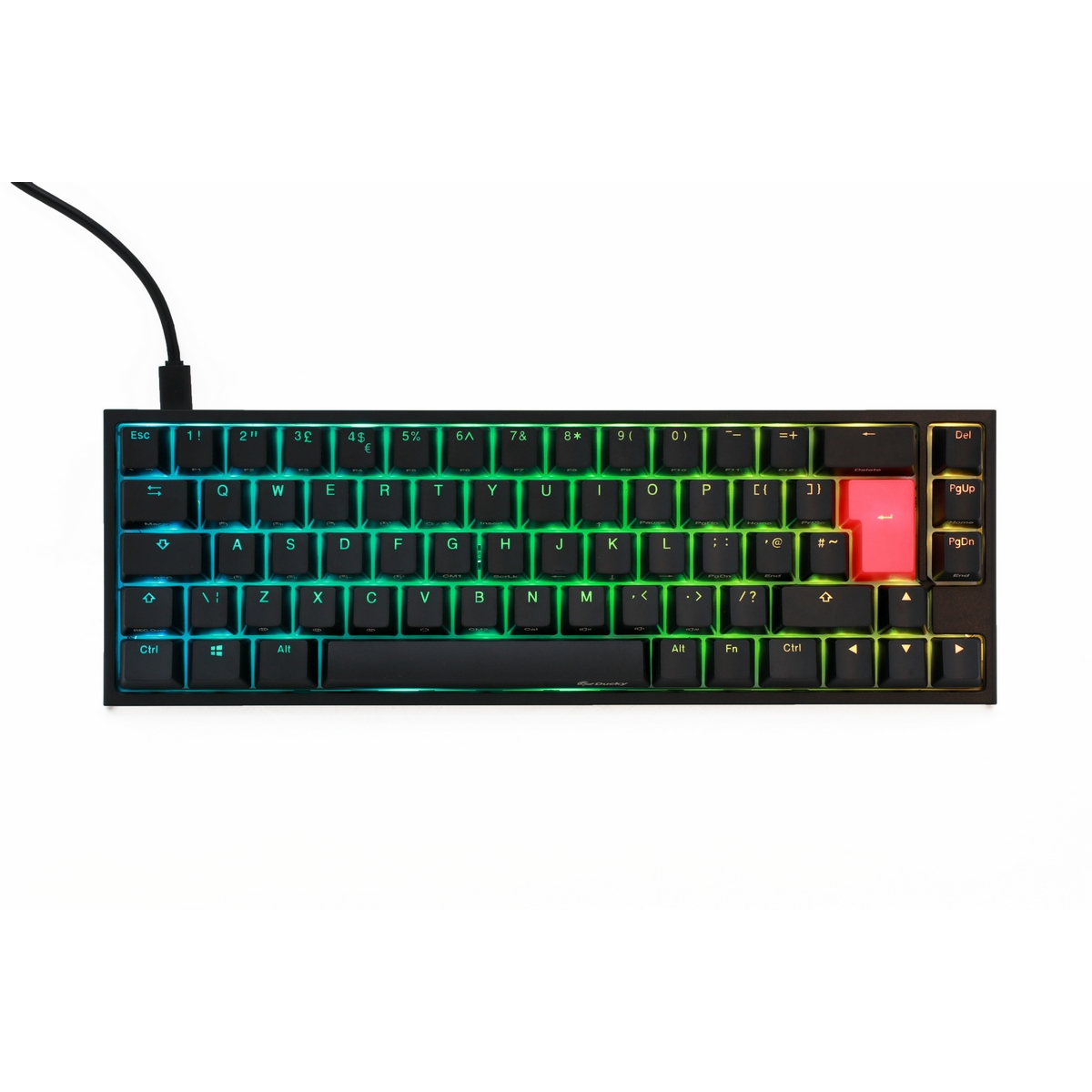 Ducky - Ducky One 2 SF 65% RGB Backlit Speed Silver Cherry MX Switch USB Mechanical Gaming Keyboard UK Layout