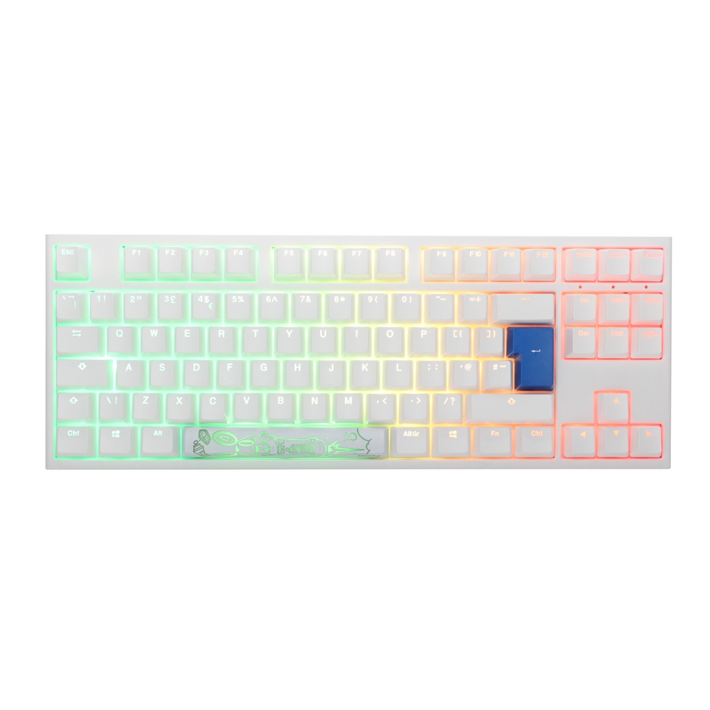 Ducky One 2 TKL Pure White RGB Backlit USB Mechanical Gaming Keyboard - Cherry MX Blue Switch UK Lay
