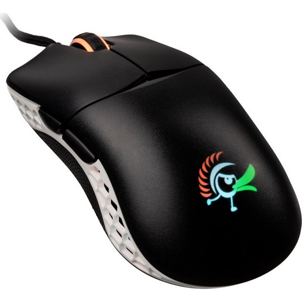 Ducky Feather Black and White Omron D2FC-F-K 60M RGB Lightweight USB Optical Gaming Mouse (DMFE20O-O