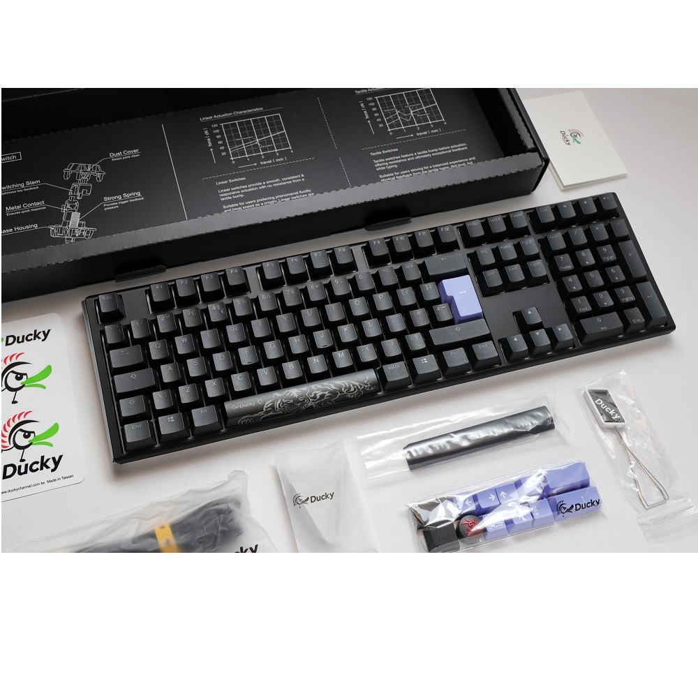 Ducky - Ducky One 3 Classic Fullsize USB RGB Mechanical Gaming Keyboard Cherry Blue - Black UK Layout