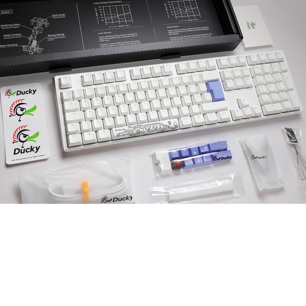 Ducky One 3 Classic Fullsize USB RGB Mechanical Gaming Keyboard Cherry Black - Pure White UK Layout