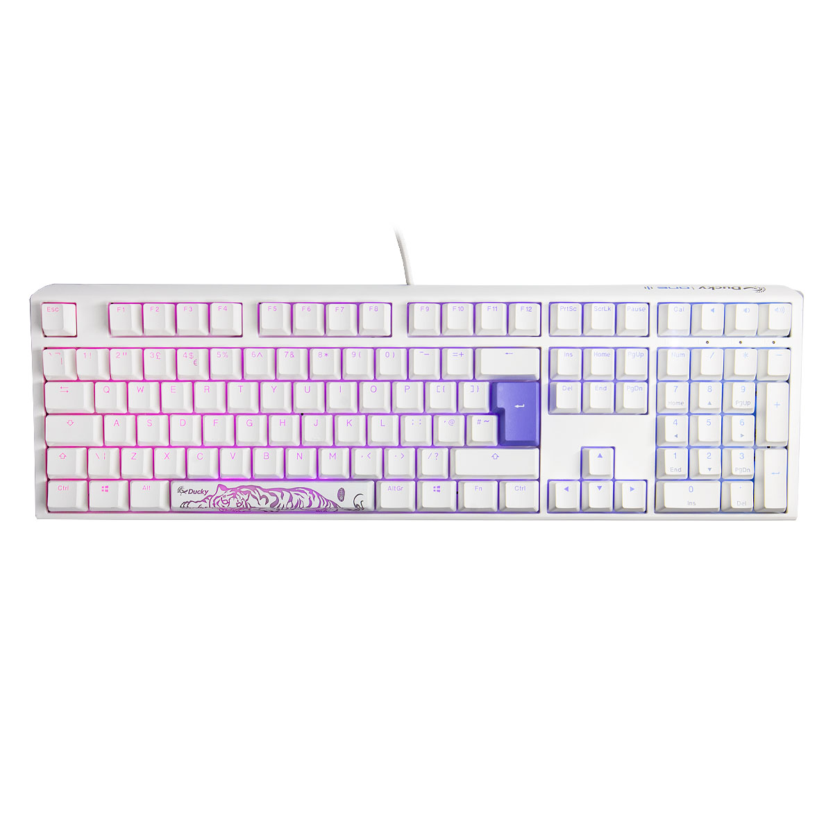 Ducky One 3 Classic Fullsize USB RGB Mechanical Gaming Keyboard Cherry Silent Red - Pure White UK Layout