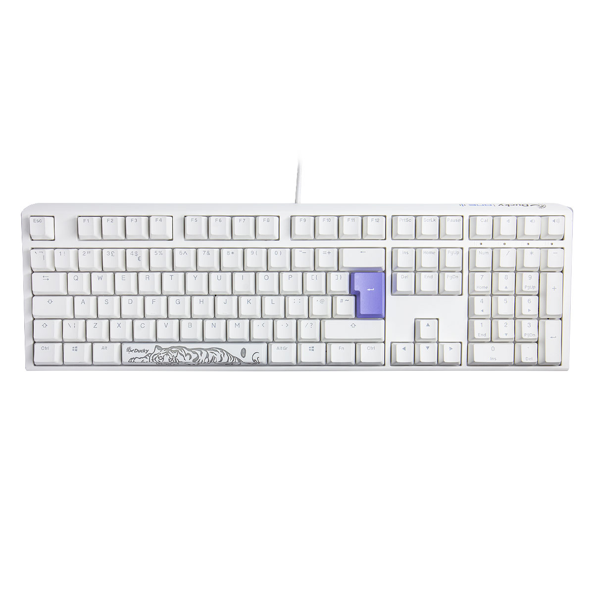 Ducky - Ducky One 3 Classic Fullsize USB RGB Mechanical Gaming Keyboard Cherry Silent Red - Pure White UK Layout