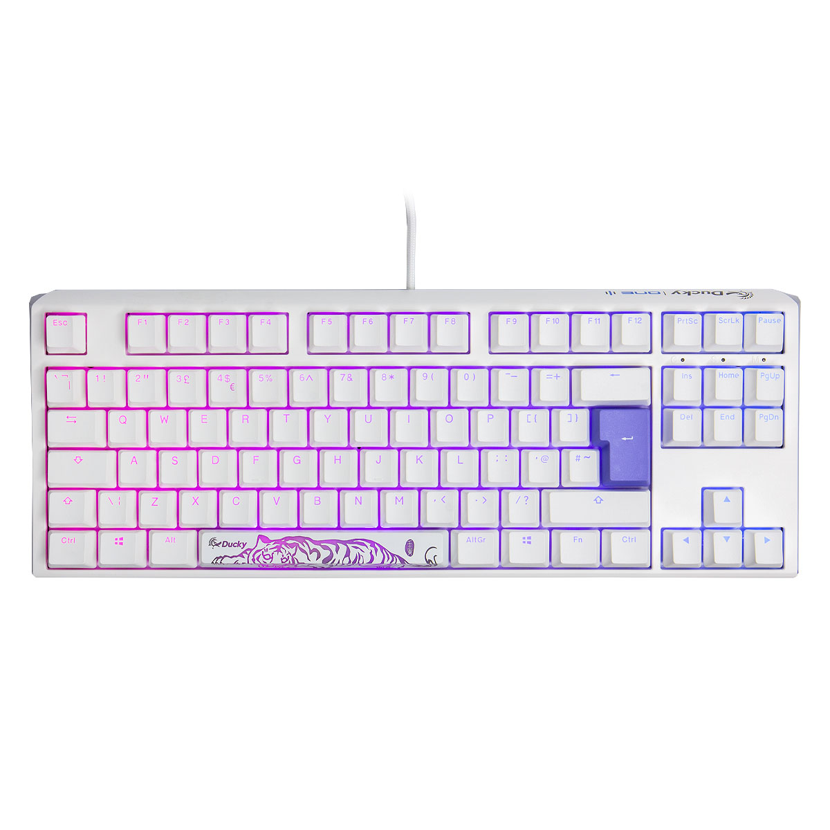 Ducky One 3 Classic TKL USB RGB Mechanical Gaming Keyboard Cherry Silent Red - Pure White UK Layout