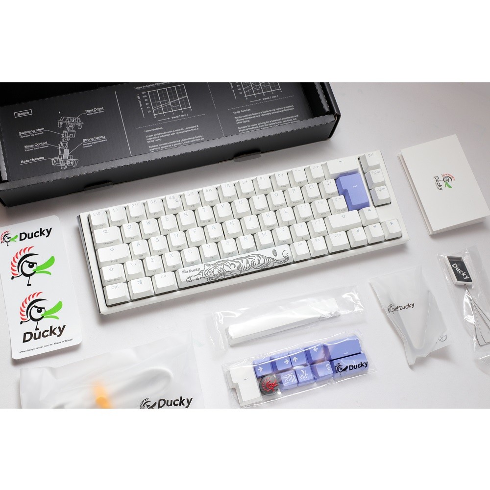 Ducky One 3 Classic 65 USB RGB Mechanical Gaming Keyboard Cherry Black - Pure White UK Layout