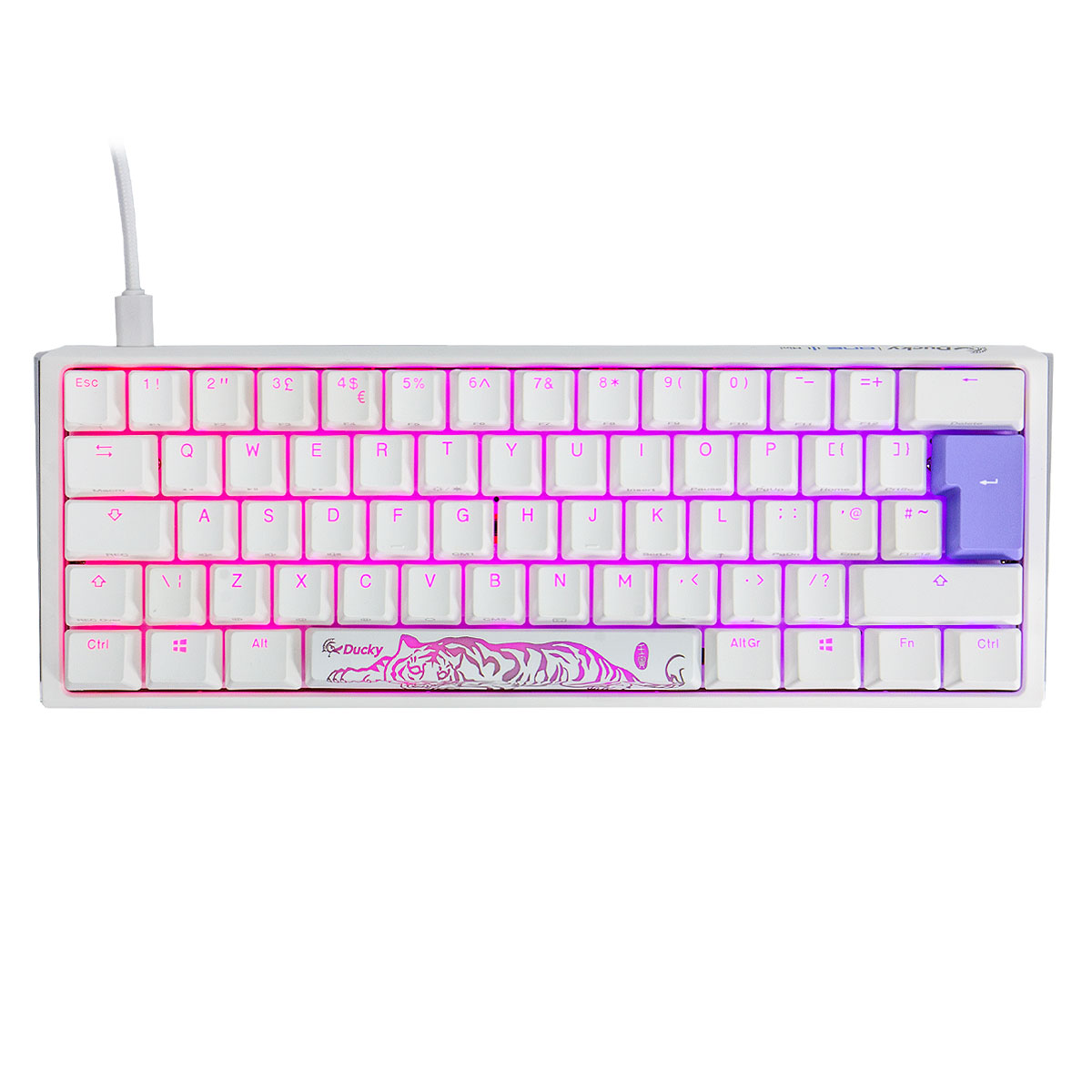 Ducky One 3 Classic 60 USB RGB Mechanical Gaming Keyboard Cherry Blue - Pure White UK Layout