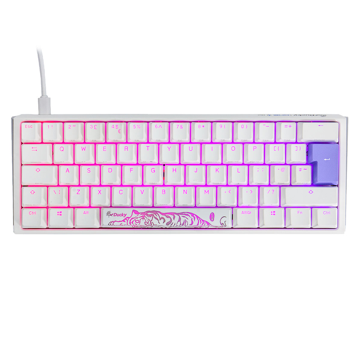 Ducky - Ducky One 3 Classic 60 USB RGB Mechanical Gaming Keyboard Cherry Clear - Pure White UK Layout