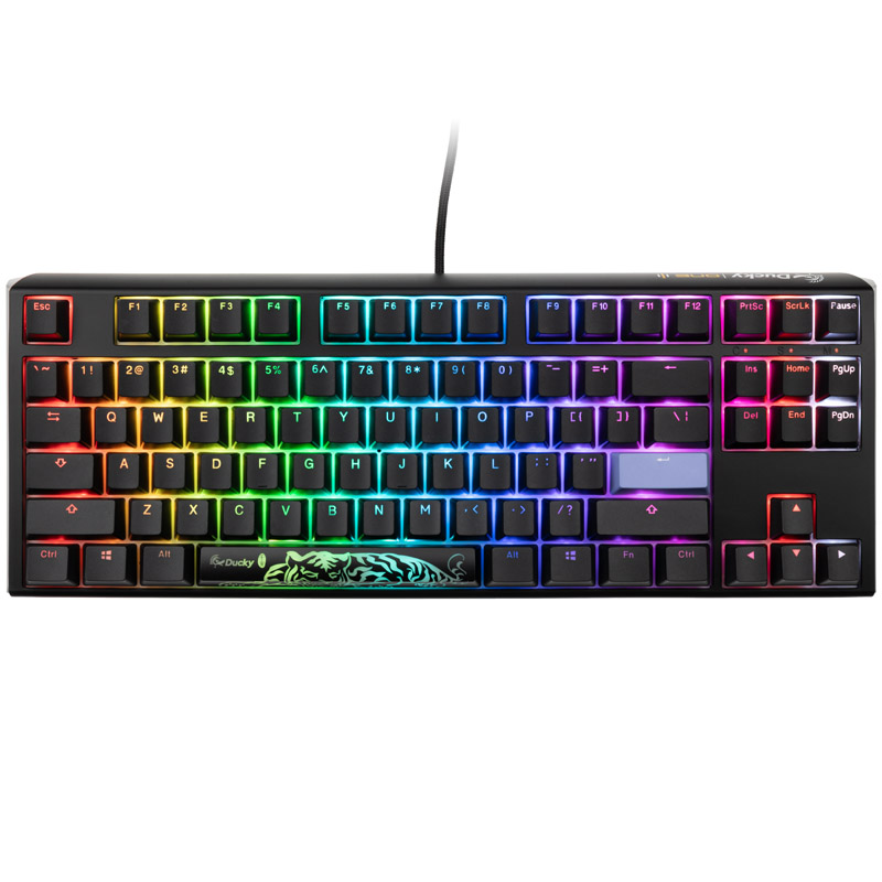 Ducky - Ducky One 3 Classic Black and White TKL Gaming Keyboard, RGB LED - MX-Silent-Red US Layout