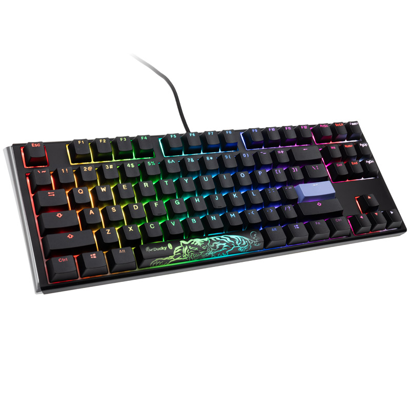 Ducky - Ducky One 3 Classic Black and White TKL Gaming Keyboard, RGB LED - MX-Silent-Red US Layout