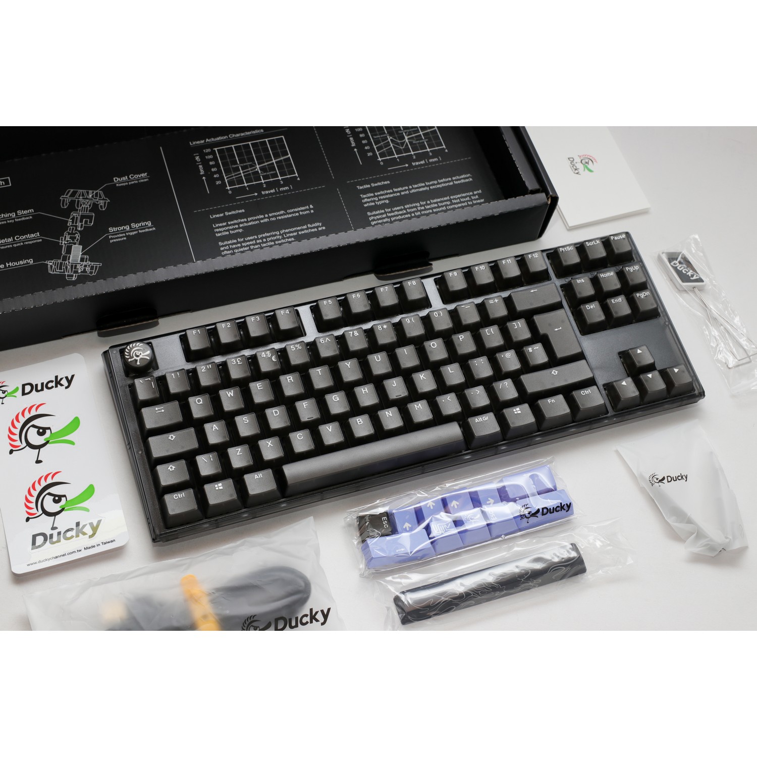 Ducky One 3 Aura TKL 80% Mechanical Gaming Keyboard Black Cherry Brown Switch UK Layout