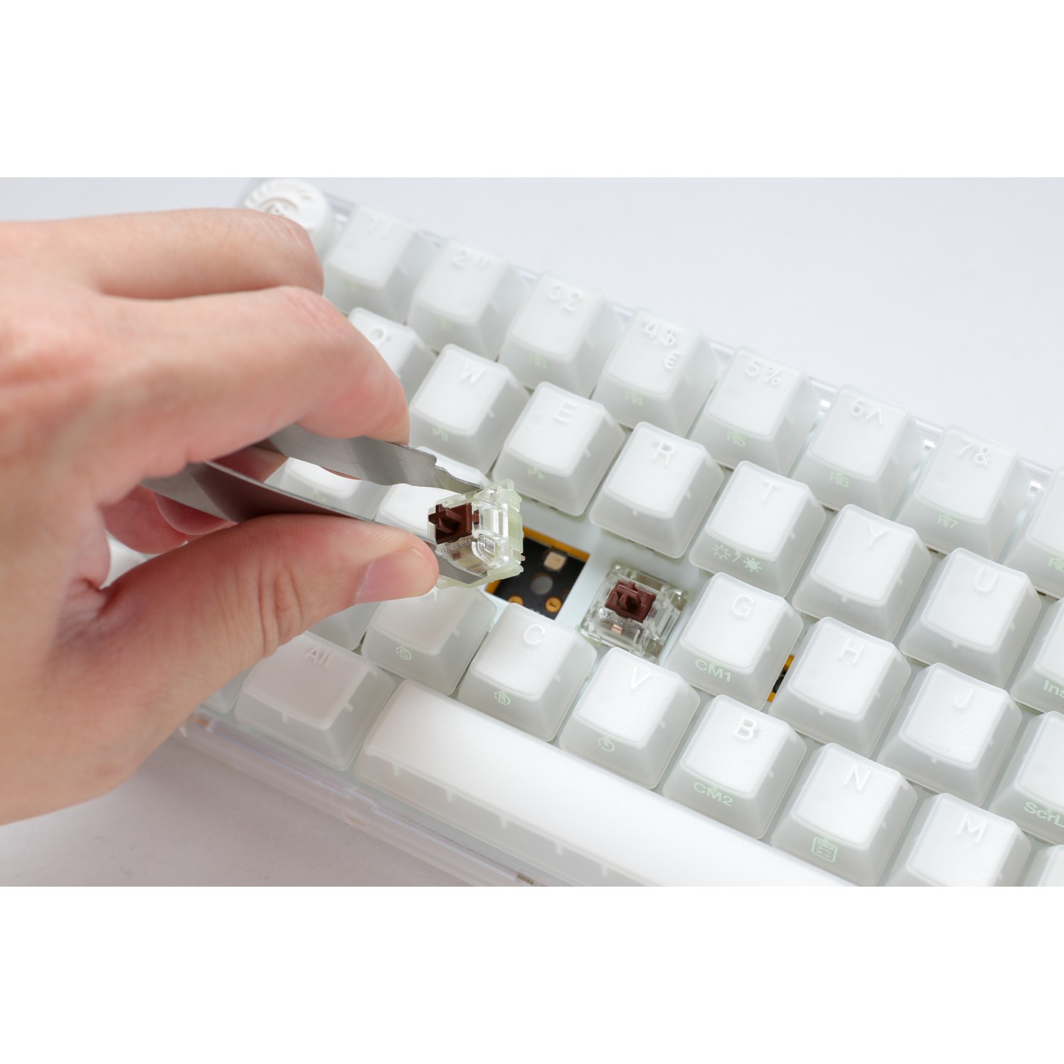 Ducky One 3 Aura Mini 60% Mechanical Gaming Keyboard White Frame UK Layout Cherry Brown Switch