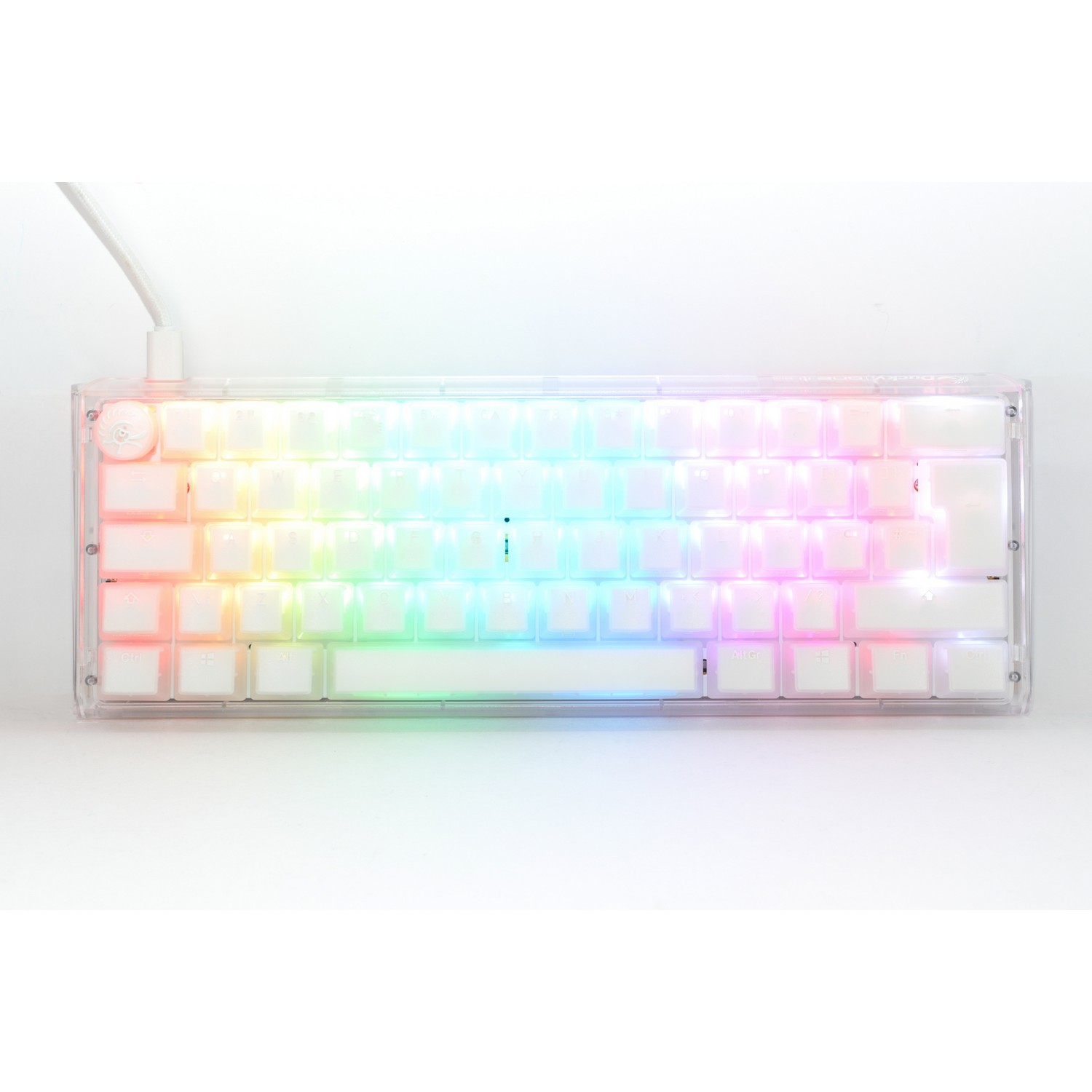 Ducky One 3 Aura Mini 60% Mechanical Gaming Keyboard White Frame UK Layout Cherry Red Switch