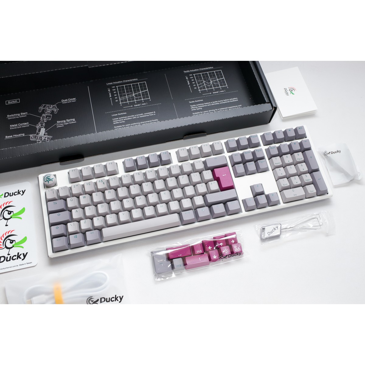 Ducky - Ducky One 3 Mist USB RGB Mechanical Gaming Keyboard Cherry MX Brown Switch - UK Layout