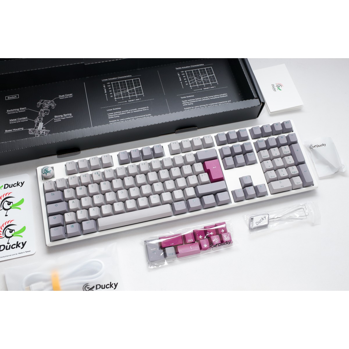 Ducky - Ducky One 3 Mist USB RGB Mechanical Gaming Keyboard Cherry MX Red Switch - UK Layout