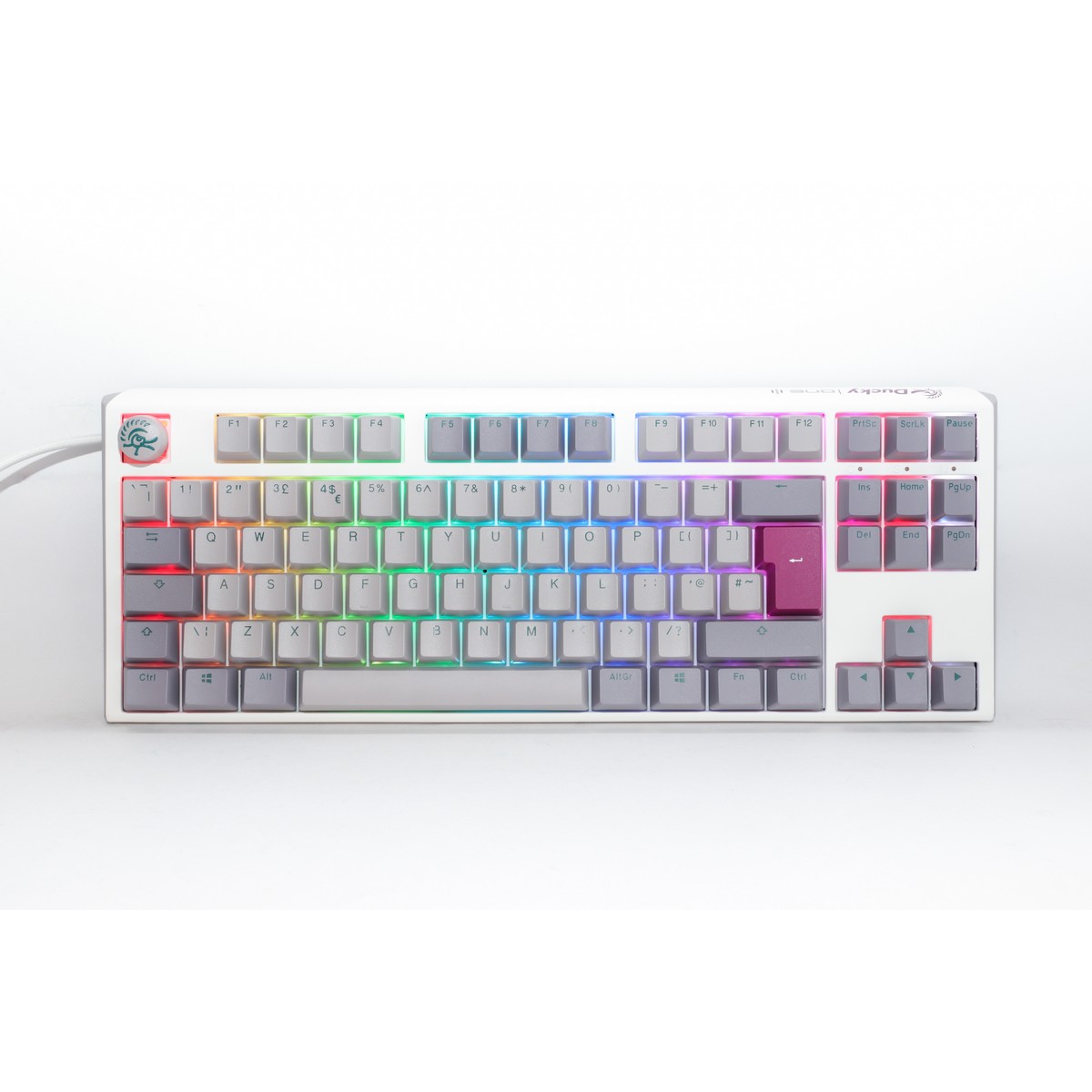 Ducky One 3 Mist TKL 80% USB RGB Mechanical Gaming Keyboard Cherry MX Brown Switch - UK Layout