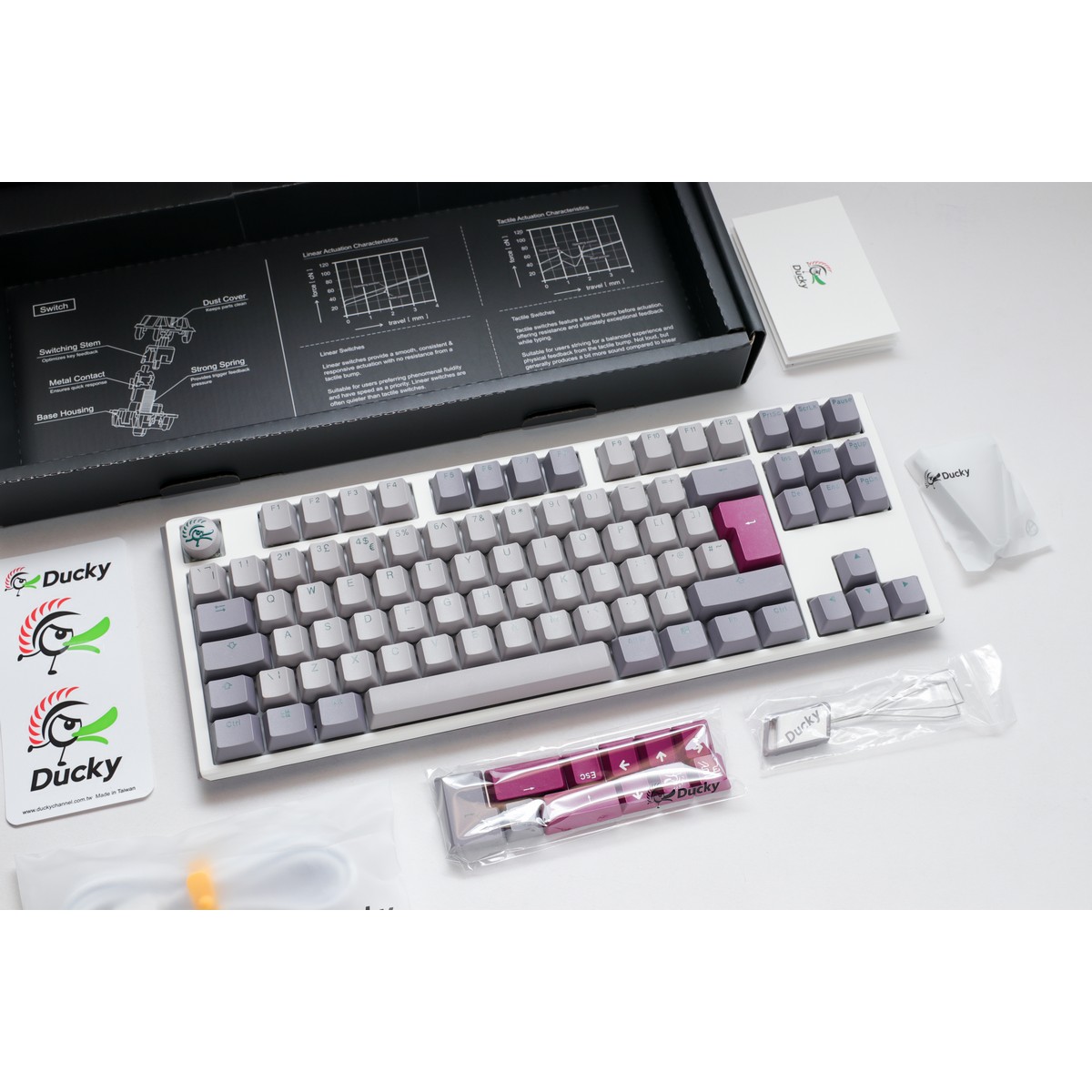 Ducky - Ducky One 3 Mist TKL 80% USB RGB Mechanical Gaming Keyboard Cherry MX Blue Switch - UK Layout