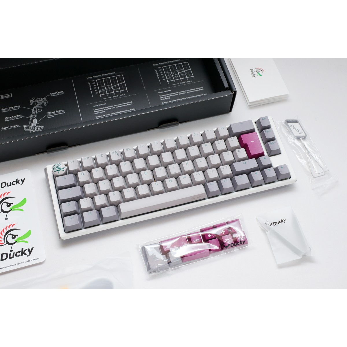 Ducky - Ducky One 3 Mist SF 65% USB RGB Mechanical Gaming Keyboard Cherry MX Red Switch - UK Layout