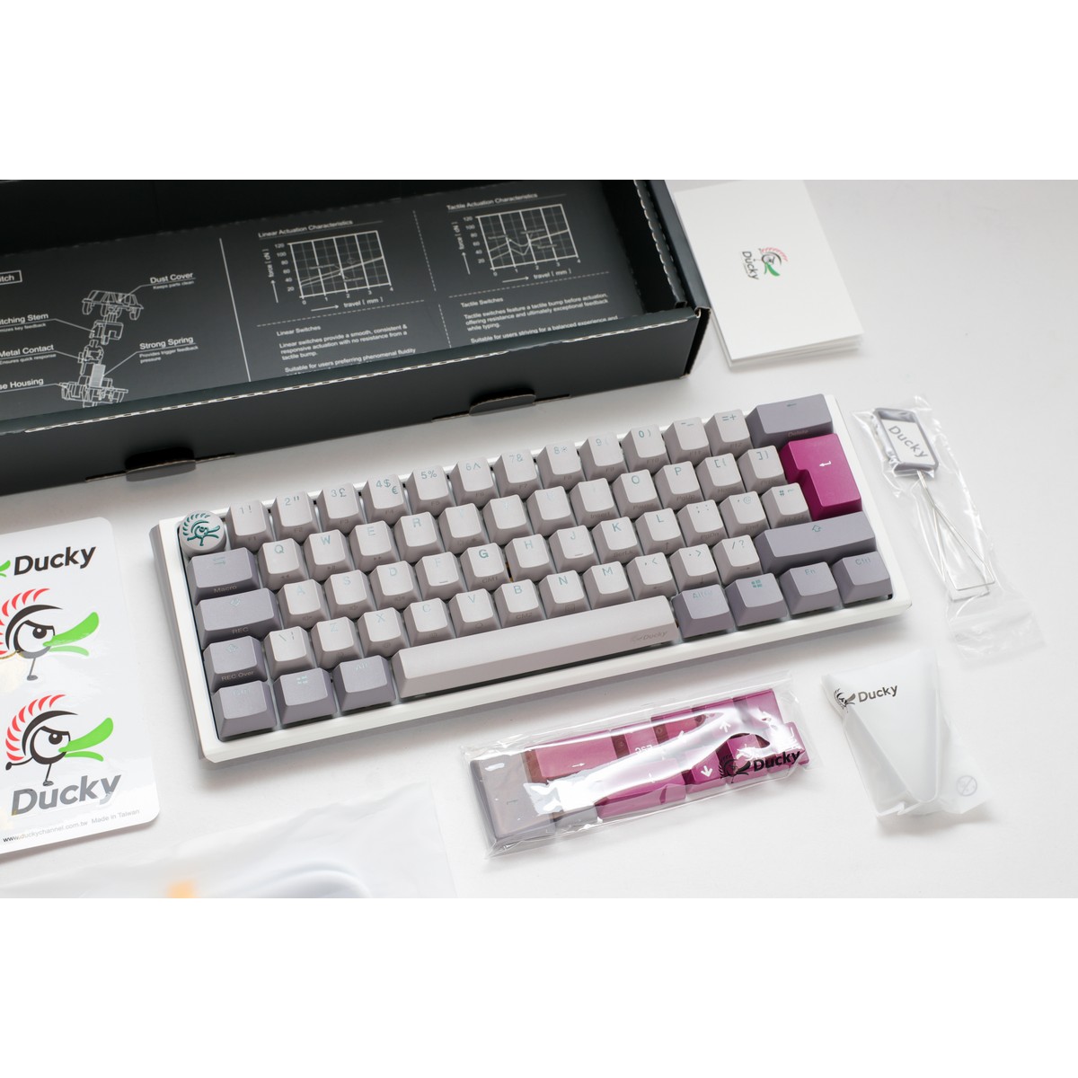 Ducky - Ducky One 3 Mist Mini 60% USB RGB Mechanical Gaming Keyboard Cherry MX Blue Switch - UK Layout