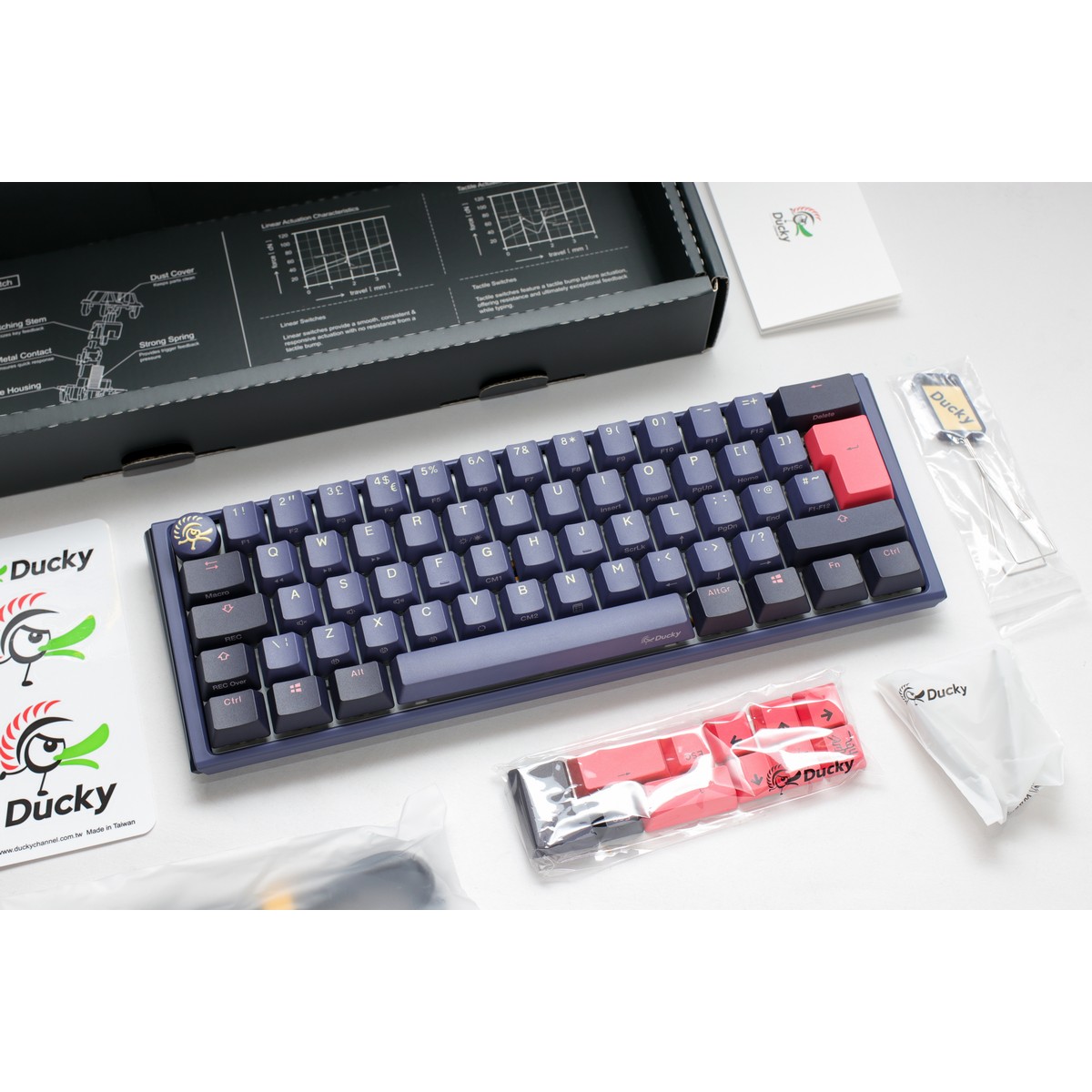 Ducky - Ducky One 3 Cosmic Mini 60% USB RGB Mechanical Gaming Keyboard Cherry MX Silent Red Switch - UK Layout