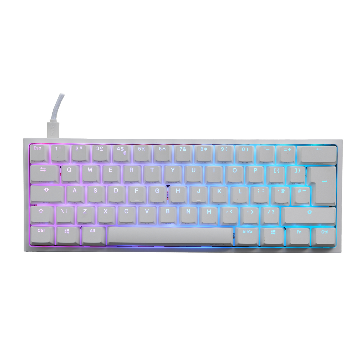 Ducky One 2 Pro Mini 60% Mechanical Gaming Keyboard MX Cherry Brown Switch White Frame - UK Layout