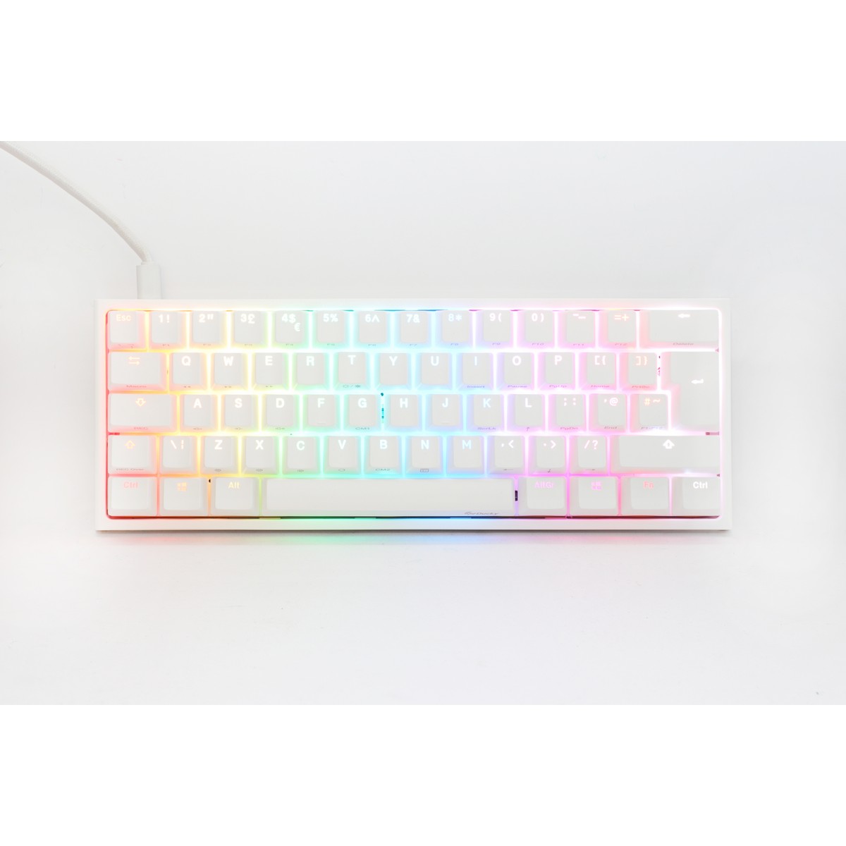 Ducky - Ducky One 2 Pro Mini 60% Mechanical Gaming Keyboard MX Cherry Silver Switch White Frame - UK Layout