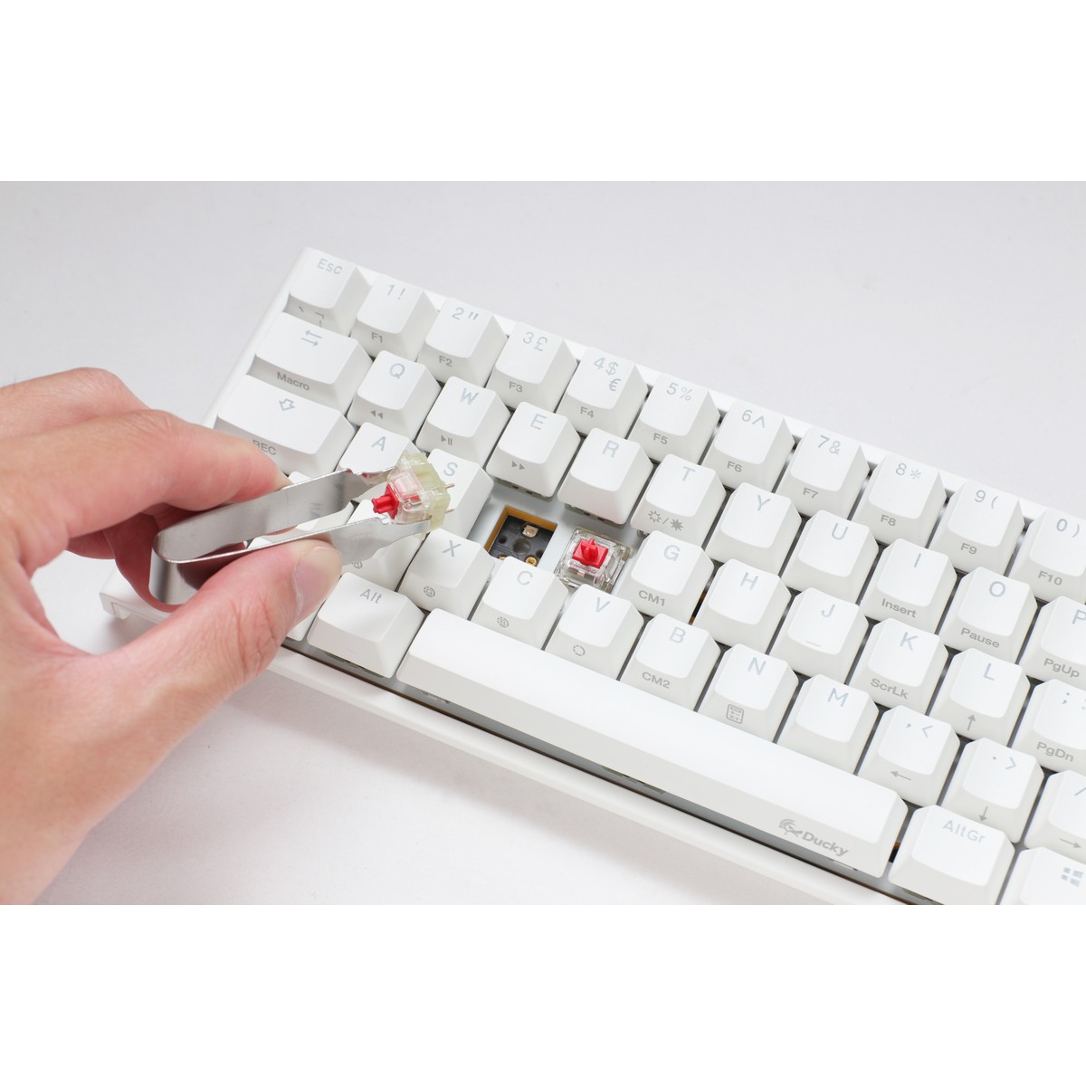 Ducky One 2 Pro Mini 60% Mechanical Gaming Keyboard MX Cherry Silent Red  Switch White Frame - UK Layout
