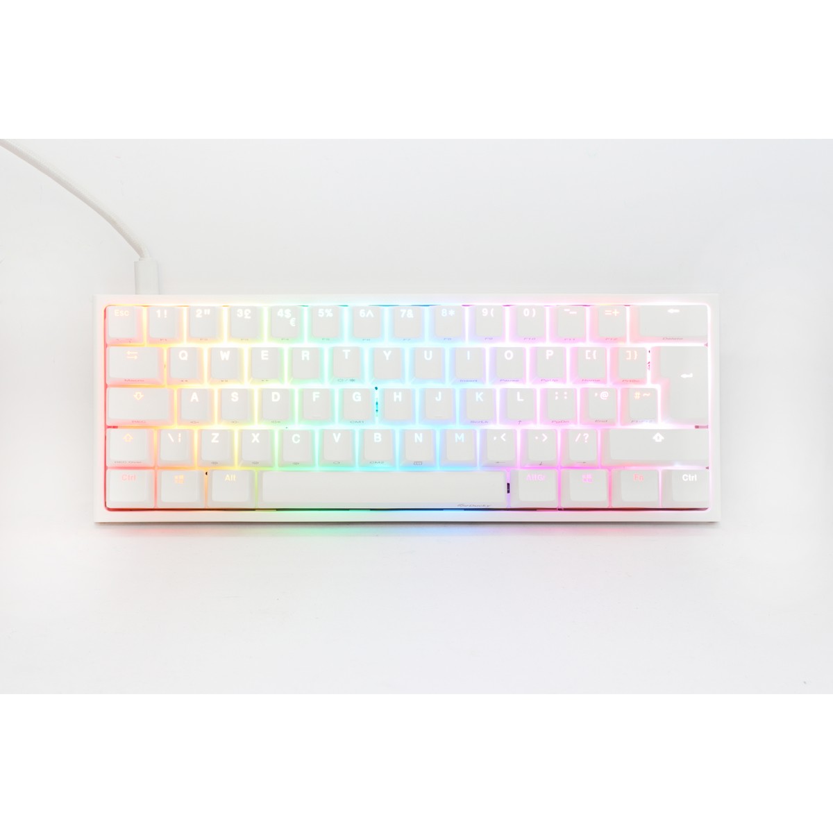Ducky - Ducky One 2 Pro Mini 60% Mechanical Gaming Keyboard MX Cherry Silent Red Switch White Frame - UK Layout