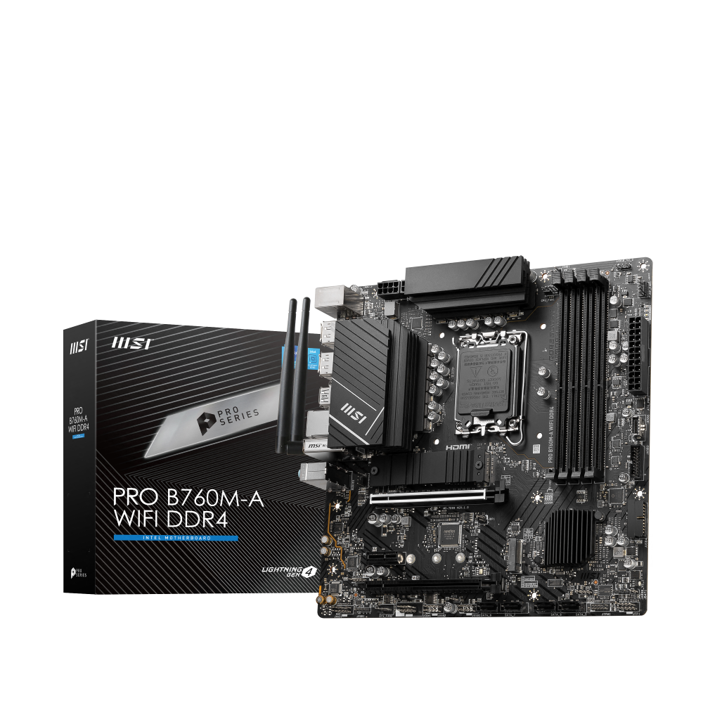 MSI Pro B760M-A WIFI DDR4 (LGA 1700) DDR4 Micro-ATX Motherboard