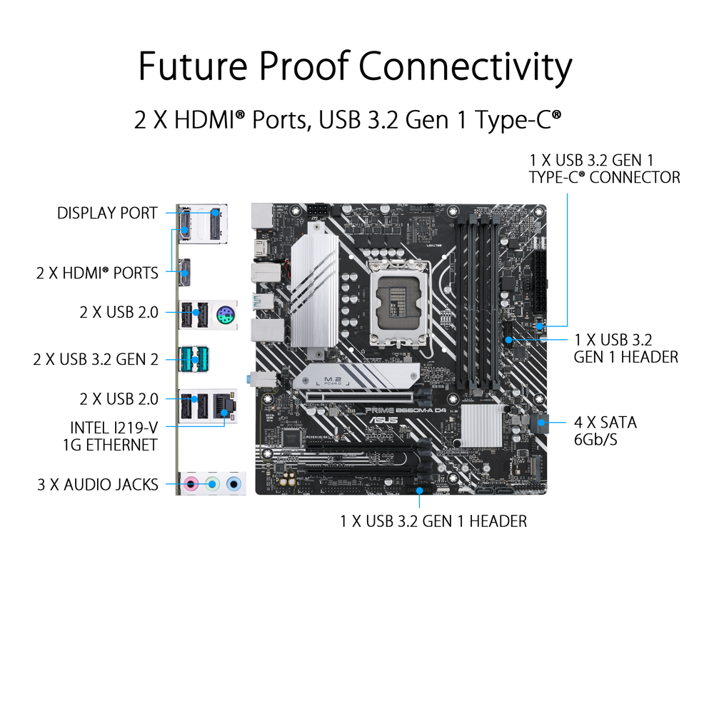 Asus - Asus Prime B660M-A D4 - Intel B660 DDR4 Micro ATX Motherboard