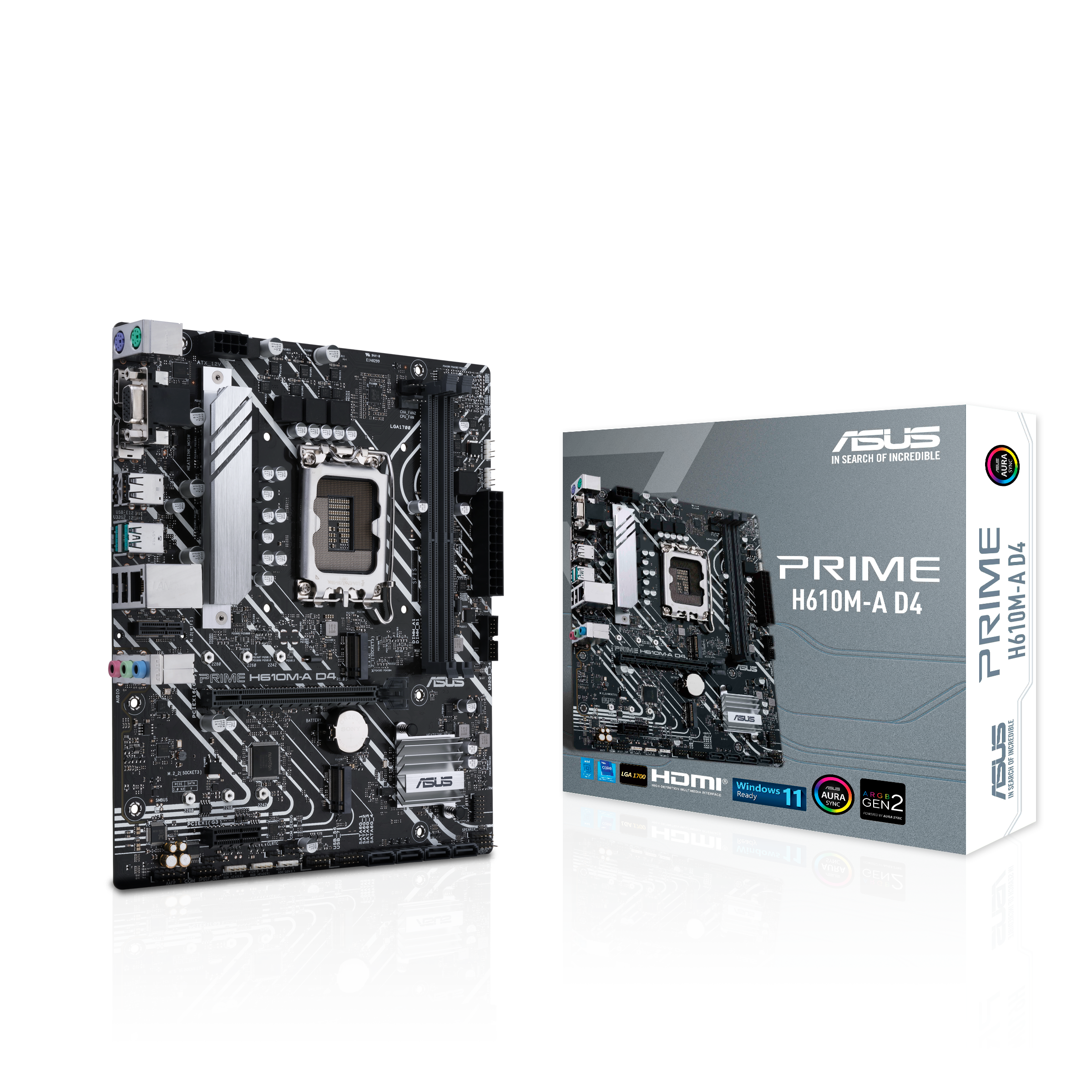 Asus - Asus Prime H610M-A D4 - Intel H610 DDR4 Micro ATX Motherboard
