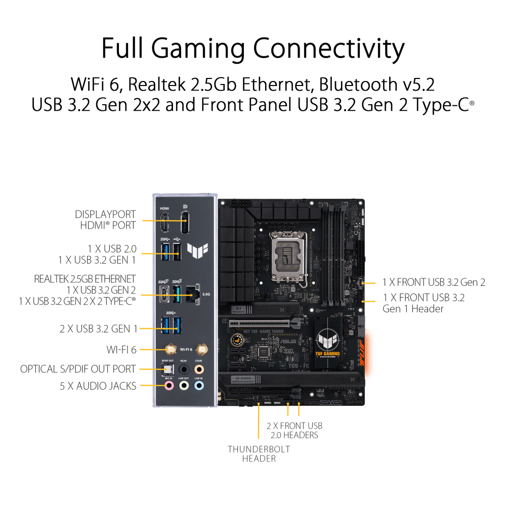Asus - Asus TUF Gaming B760-Plus WIFI D4 (LGA 1700) DDR4 ATX Motherboard