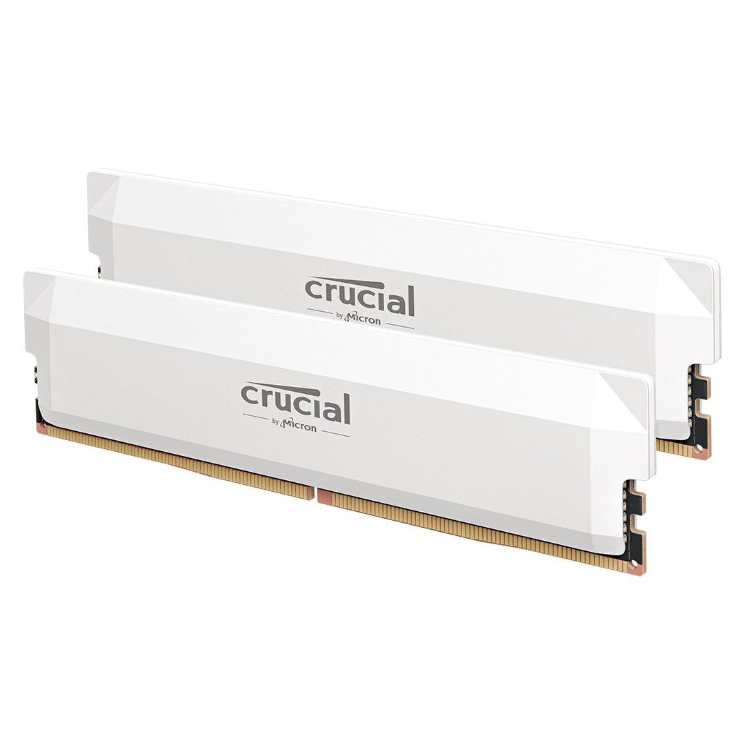 Crucial Pro OC 32GB (2x16GB) DDR5 PC5-48000C38 6400MHz UDIMM Dual Channel Kit - White