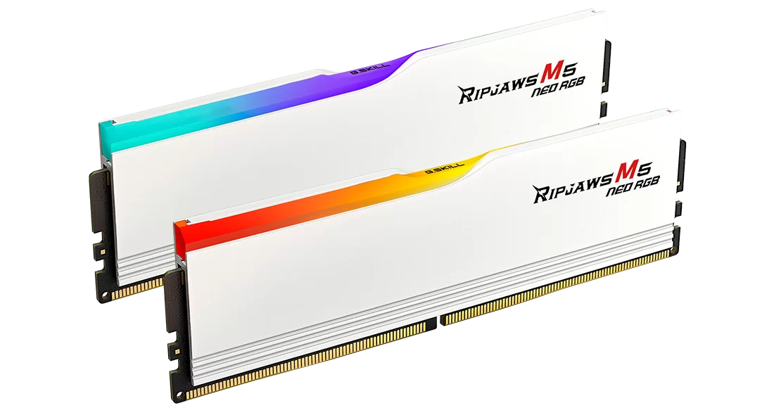 G.Skill - G.Skill Ripjaws M5 NEO RGB EXPO 32GB (2x16GB) DDR5 PC5-48000C28 6000MHz Dual Channel Kit- White