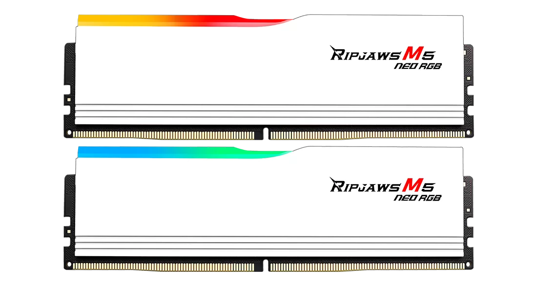 G.Skill Ripjaws M5 NEO RGB EXPO 64GB (2x16GB) DDR5 PC5-48000C28 6000MHz Dual Channel Kit - White