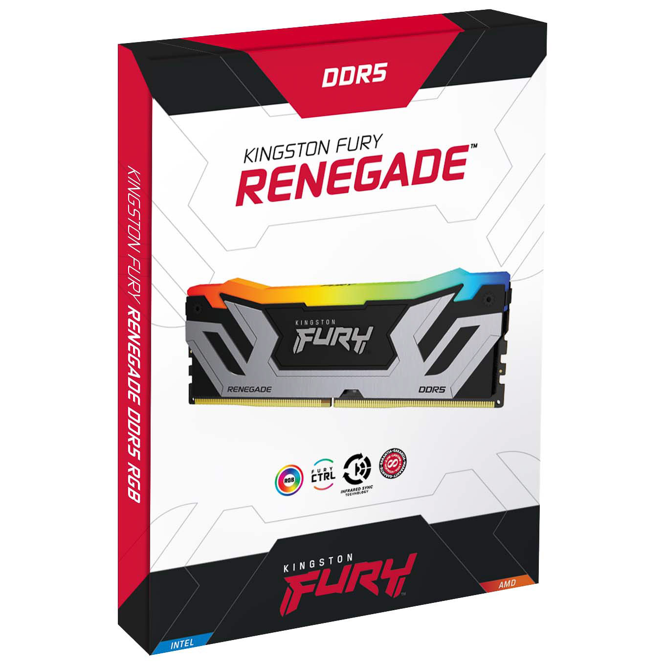 Kingston - Kingston FURY Renegade RGB 48GB (2x24GB) DDR5 C40 8400MHz CUDIMM Dual Channel Kit - Black/Silver