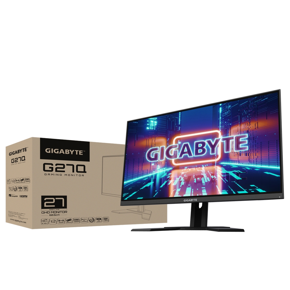 Gigabyte - Gigabyte 27" G27Q 2560x1440 IPS 144Hz 1ms FreeSync/G-Sync Compatible LED Backlit Widescreen Gamin