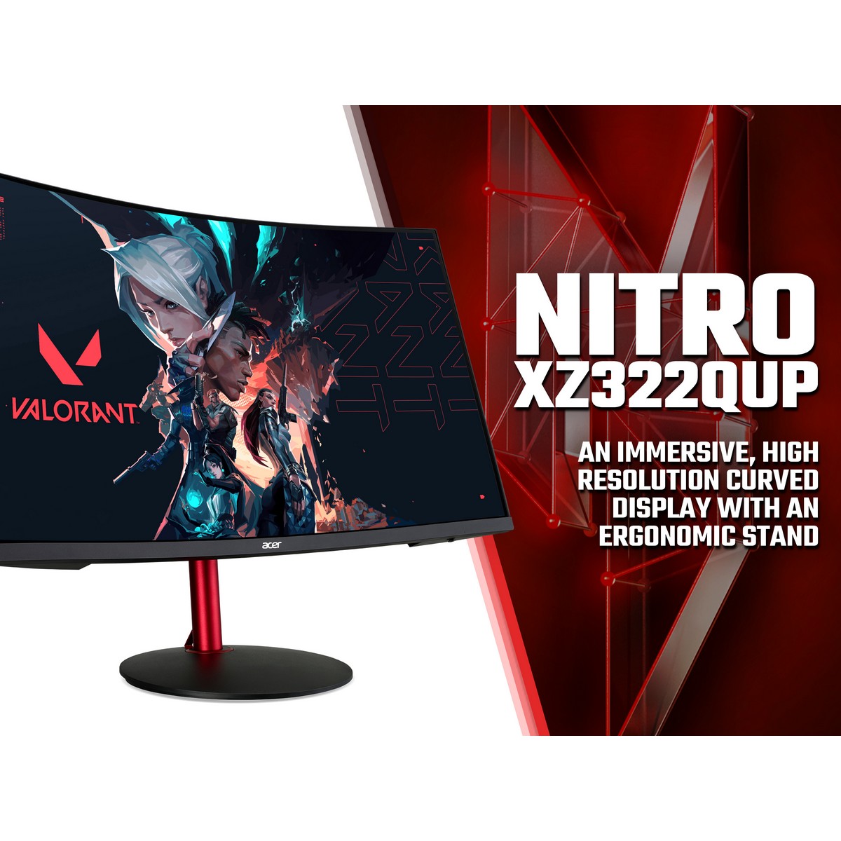 Acer - Acer Nitro 32" XZ322QUPbmiiphx 2560x1440 VA 165Hz 1ms FreeSync HDR Curved Widescreen Gaming Monitor