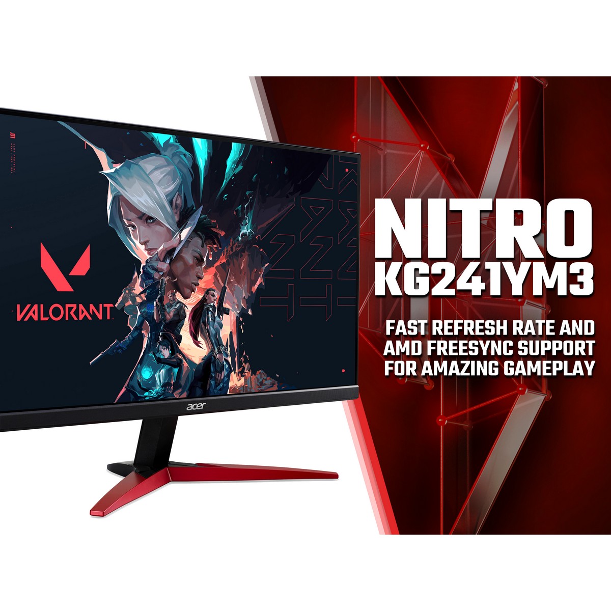 Acer - Acer 24" Nitro KG241YM3 1920x1080 VA 180Hz 1ms HDR400 FreeSync Widescreen Gaming Monitor