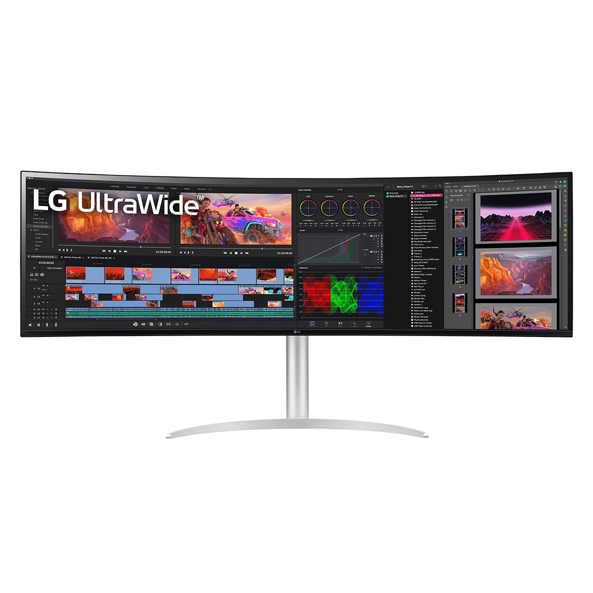 LG - LG 49" 49WQ95C-W 5120x1440 NANO IPS 144Hz FreeSync HDR KVM Curved Ultrawide Gaming Monitor